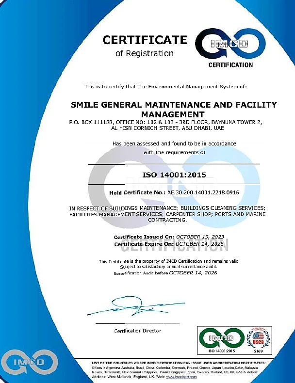 ISO 14001:2015 certificate