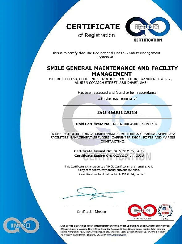 ISO 45001:2018 certificate
